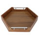 Al Saif Gallery wood serving tofir, 5.8 x 35 x 40.2 cm, hexagonal, steel handle - brown product image 2