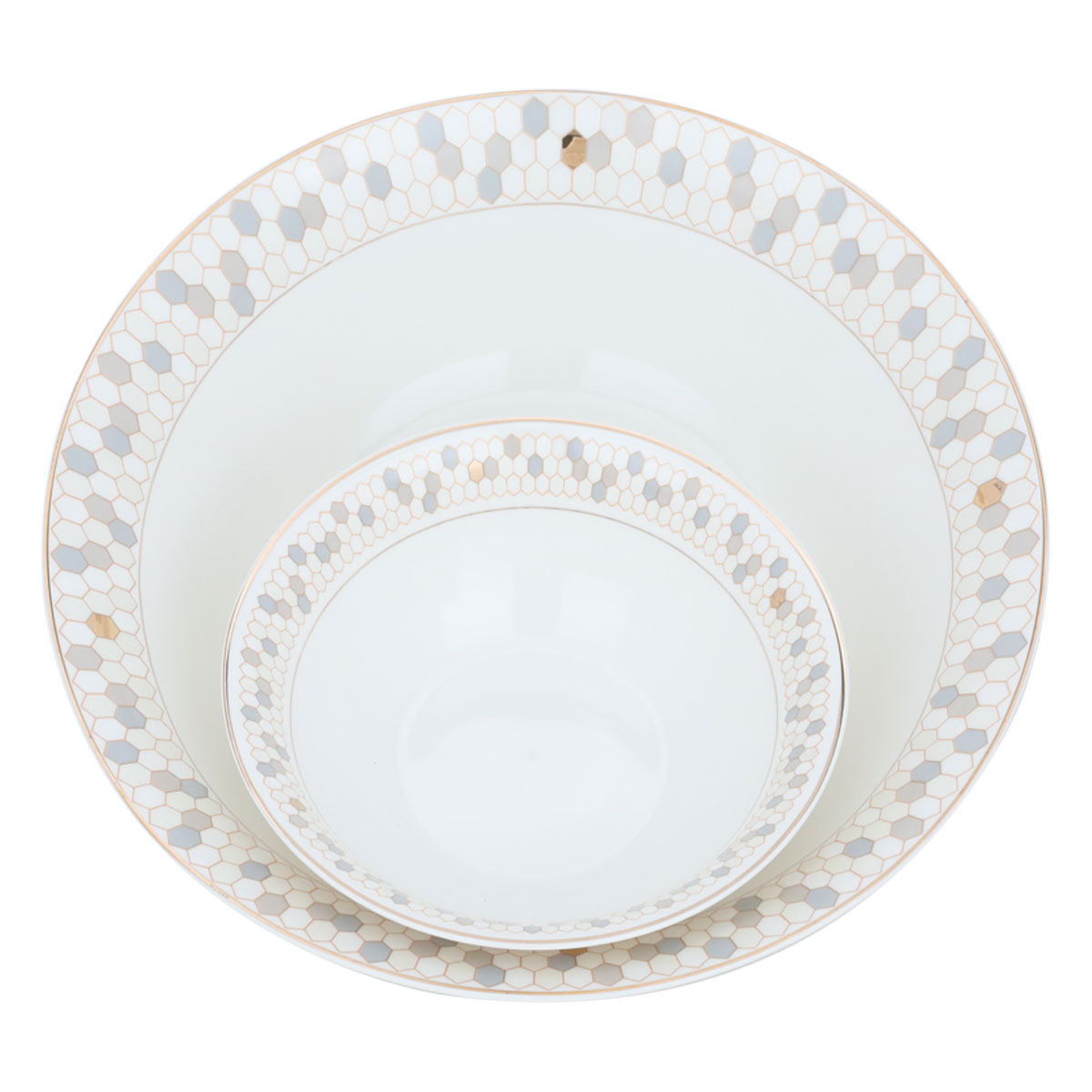 طقم سفرة بورسلان السيف غاليري، 86 قطعة، شكل سداسي - أبيض product image 3