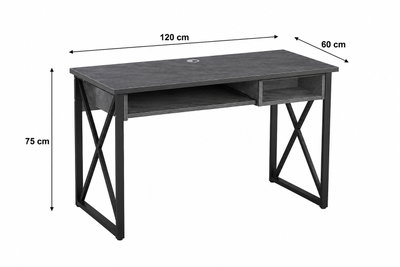 مكتب إداري خشب MDF، 120x60x75 سم - رمادي غامق اسود product image 2