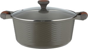 طقم قدور داي كاست الومنيوم روبوست، 9 قطع، غطاء زجاج، يد سيليكون - رمادي product image 2