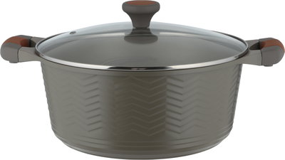 طقم قدور داي كاست الومنيوم روبوست، 9 قطع، غطاء زجاج، يد سيليكون - رمادي product image 2