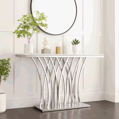 مدخل استقبال ستانلس ستيل رخام، 80×140×40 سم - فضي product image 2