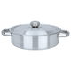 Robust aluminum oven tray, 28 cm, round, with lid, two handles - silver product image 1