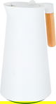 Timeless Linda Thermos, 1 liter, wooden handle, thermal glass inner container, plastic outer shell - white product image 2