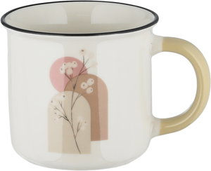 Al Saif Gallery Porcelain Mug, 350 ml, Floral Pattern with Black Rim - White product image 2