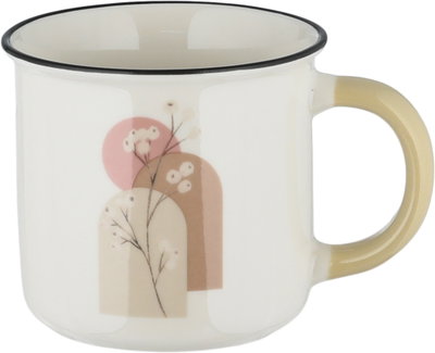 Al Saif Gallery Porcelain Mug, 350 ml, Floral Pattern with Black Rim - White product image 2