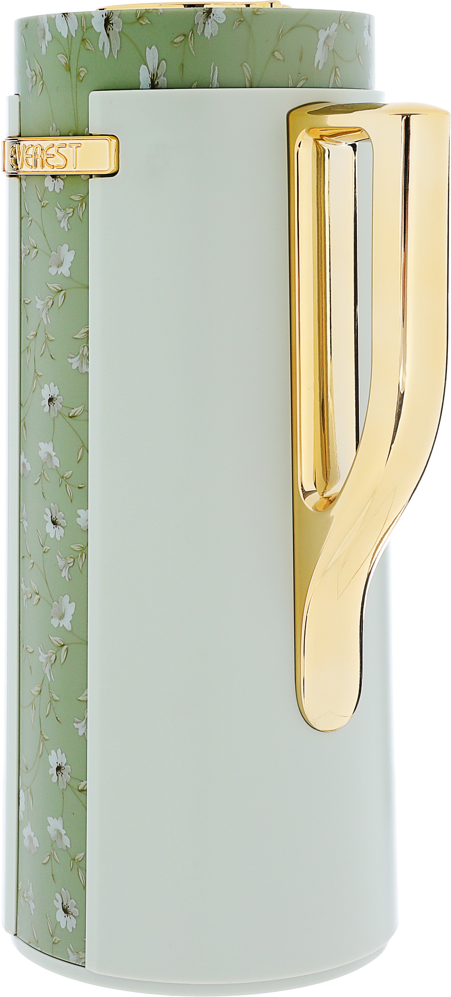 Everest Widad Thermos, rose pattern, golden handle, 1 liter, thermal glass inner shell, plastic outer shell - green product image 3