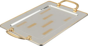 Al Saif Gallery Steel Serving Set, 3 Pieces, Gold Handle - Silver Gold product image 2