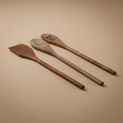 Excellent Houseware 3-Piece Wooden Kitchen Spoon Set - Dark Wood product image 1