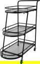Al Saif Gallery Glass Serving Trolley, Steel Handle, Three-Tier - Black product image 2