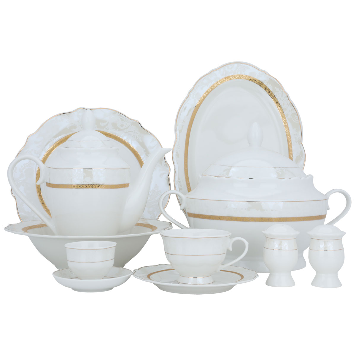 Al Saif Gallery Porcelain Dining Set, 65 Pieces - Golden White product image