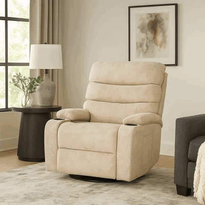 كرسي استرخاء دوار قماش، 100×80×50 سم - بني product image 2