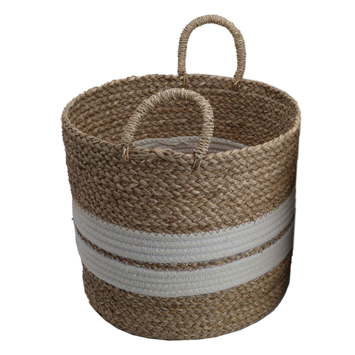 Al Saif Gallery Cotton Baskets Set, 29 x 35 x 37 cm, Round with Handle, 3 Pieces - Beige product image 4