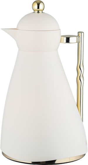 ترمس نور جلوري، 1 لتر، حافظة داخلية زجاج، ضغاط، يد ذهبي- كريمي product image