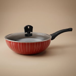 مقلاة تيفلون بغطاء زجاج السيف بلص، 26 سم، يد اسود - احمر product image