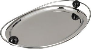 Al Saif Gallery Stainless Steel Serving Dish, 48x28x4 cm, Oval - Silver Black product image 2