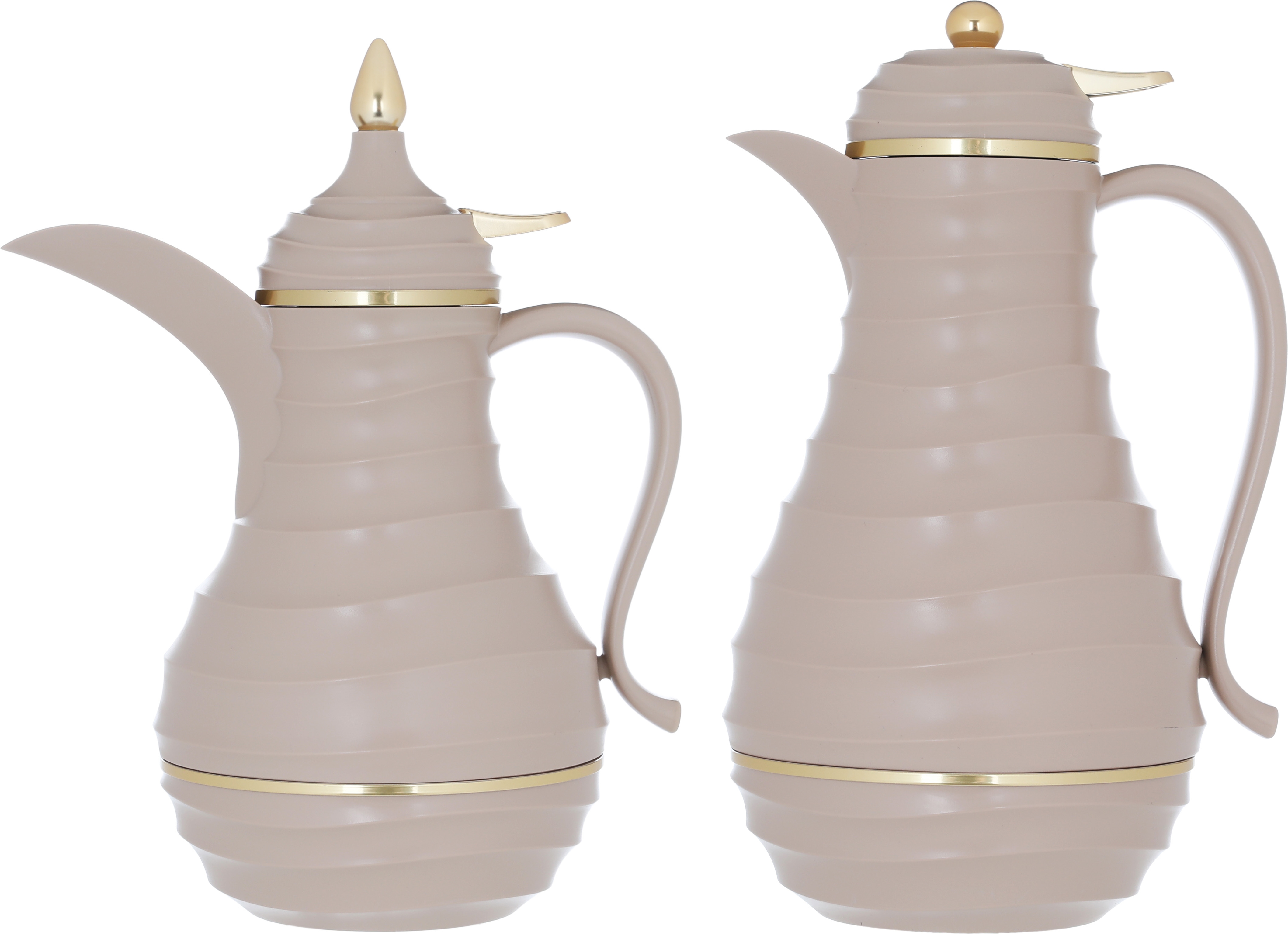 Al Saif Gallery Blanca thermos set, 1/0.75 liter, 2 pieces, thermal glass inner container, plastic outer shell - light brown product image 1