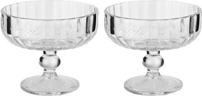 طقم كاسات تقديم زجاج مؤسسة التاج المنزلية، 360 مل، 2 قطعة، دائري، قاعدة - شفاف product image 1