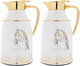 Al Saif Gallery thermos set, 1.3 liters/1 liter, glass inner container, plastic outer shell - white and golden product image 2