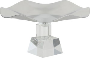 ستاند تقديم ستانلس استيل السيف غاليري، 22x22x12 سم، قاعدة مربع زجاج - فضي شفاف product image