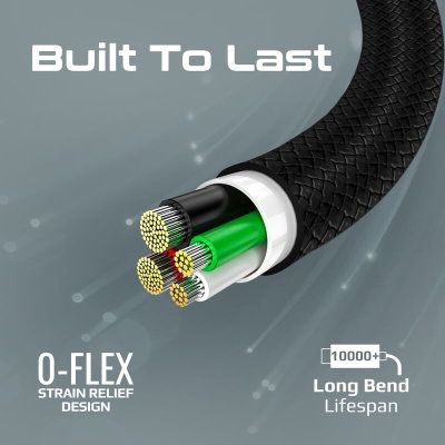 Promate Xcord-CC300 Silicone Power Cable, Type-C, 60W, 3m Length - Black product image 4