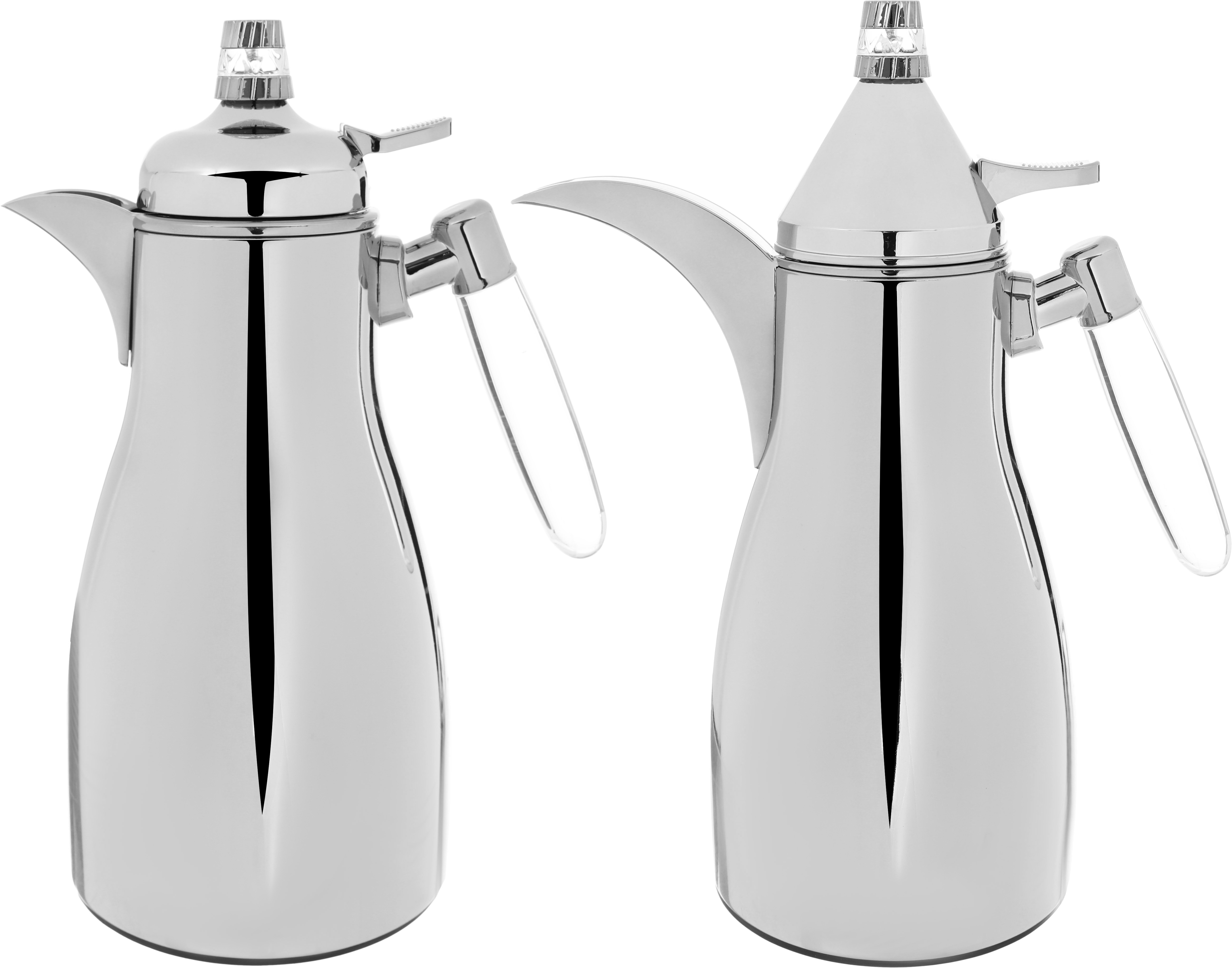 Al Saif Gallery Maimouna thermos set, two pieces, 1/1 liter, thermal glass inner container, steel outer shell - silver product image 1