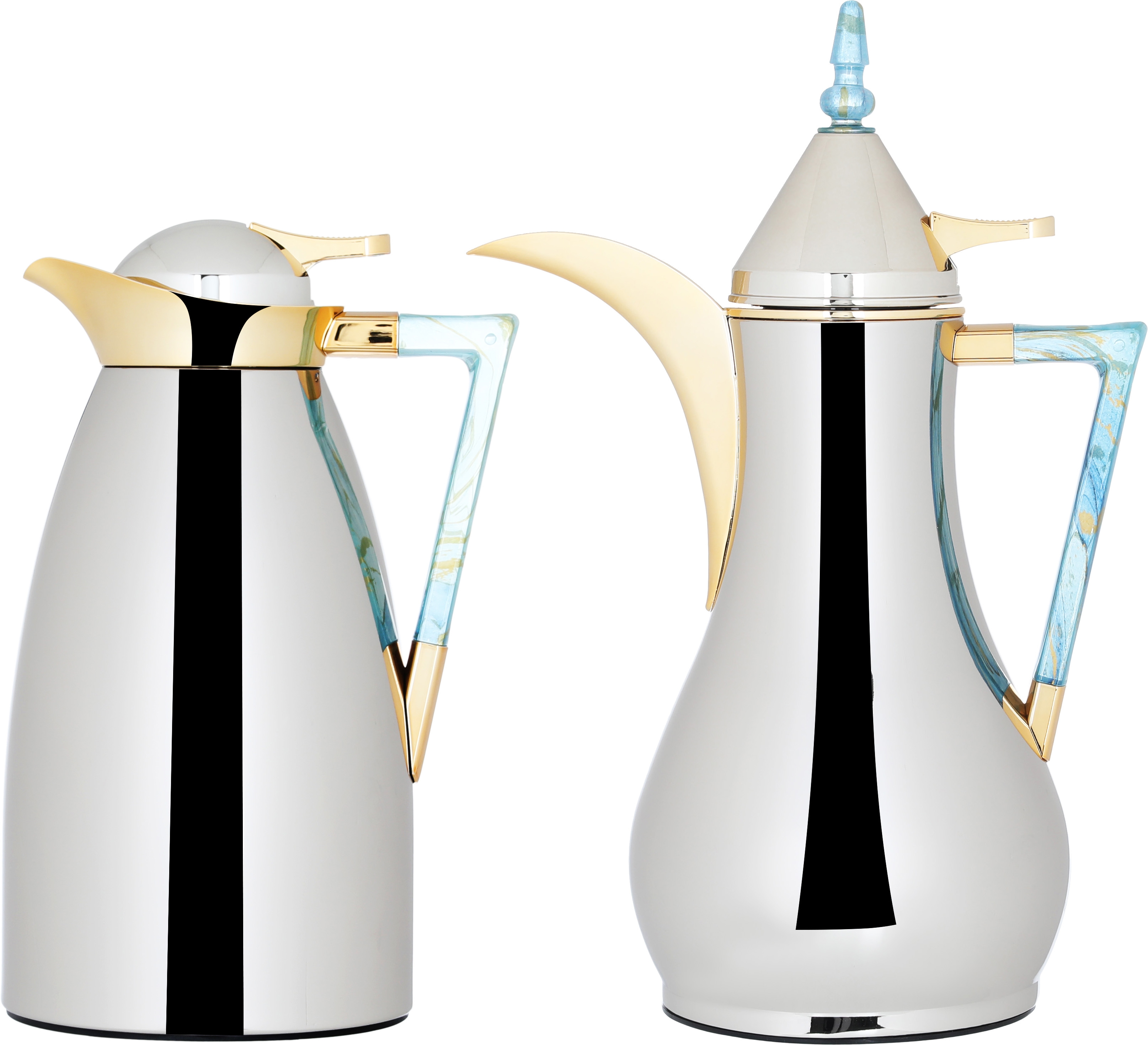 Al Saif Gallery Maha thermos set, two pieces, 1 liter, thermal glass inner container, steel outer shell - silver product image