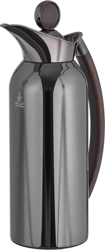 Al Saif Gallery Al Thuraya Thermos Set, 2 Pieces, 1/1 Liter, glass interior, black handle, black push-button lid product image 9