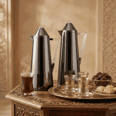 طقم ترامس الدانة السيف غاليري، 2 قطعة، 0.7/ 1 لتر، خامة داخلية زجاج، يد شفاف، غطاء ضغاط - أسود product image 2