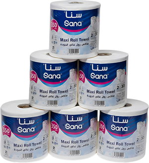 Sana Max White Tissue Kitchen Towel Set, 6 Rolls, 350 Meters product image