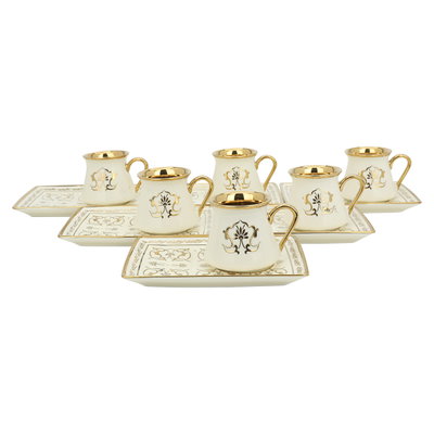 Al Saif Gallery Porcelain Arabic Coffee Cups Set, 12 Pieces - Gold Beige product image 3