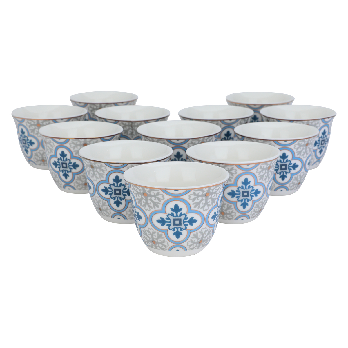 Al Saif Gallery Blue Patterned Porcelain Arabic Coffee Cups Set, 12 Pieces - White product image 2