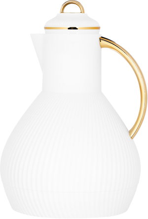 Al Saif Gallery Alia thermos, 1 liter, golden handle, thermal glass inner container, plastic outer shell - white product image 2