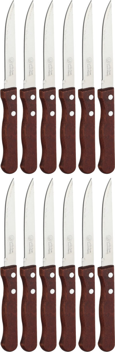 طقم سكاكين ستانلس استيل السيف بلص، 10 سم،12 حبة، يد خشب - فضي خشبي product image 2