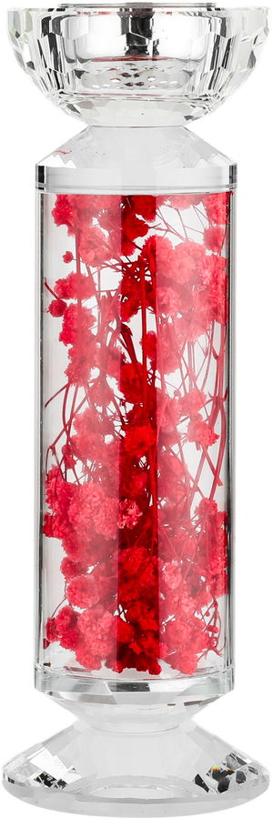 مبخرة زجاج السيف غاليري، مزينة زهور وردي، 8x8x23 سم - شفاف product image 2