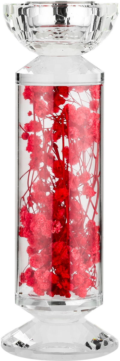 مبخرة زجاج السيف غاليري، مزينة زهور وردي، 8x8x23 سم - شفاف product image 2