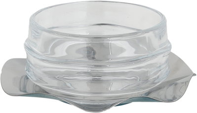 Al Saif Gallery Glass Serving Bowl, 13/9 cm, 2 pieces, Metal Base - Clear Silver product image 2