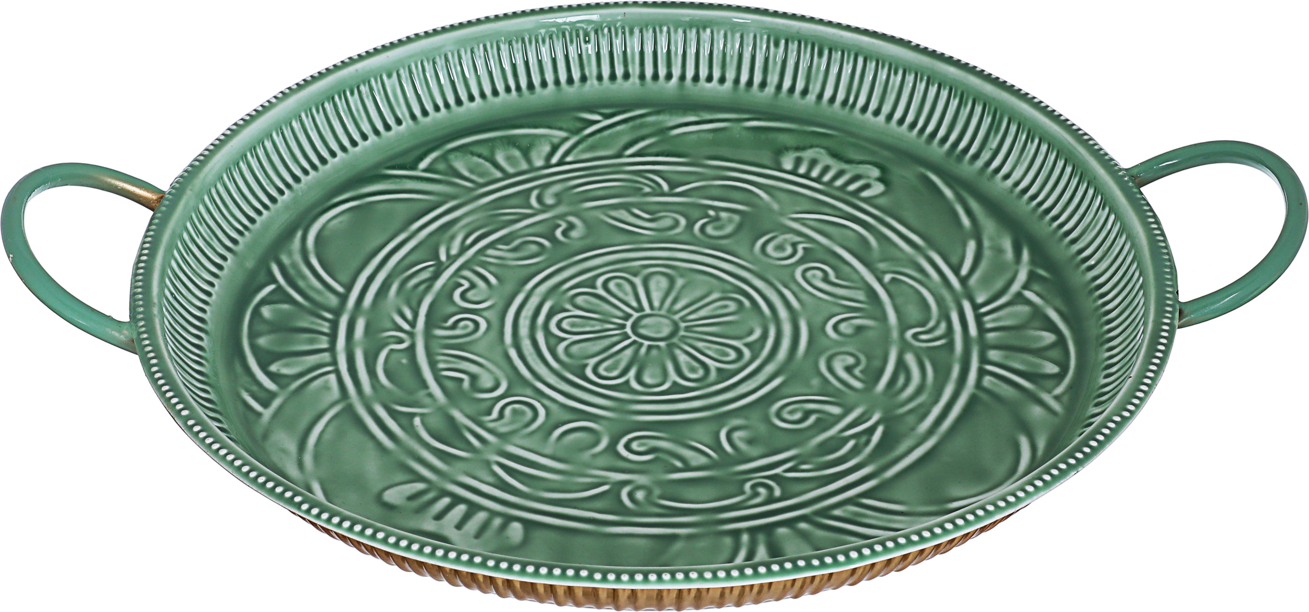 Al Saif Gallery Steel Serving Tray, 41X41X5 Cm - Green product image