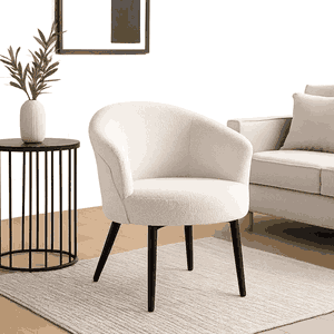 Modern Metal Chair, 80×47×57 Cm, Boucle Fabric And Foam - White product image