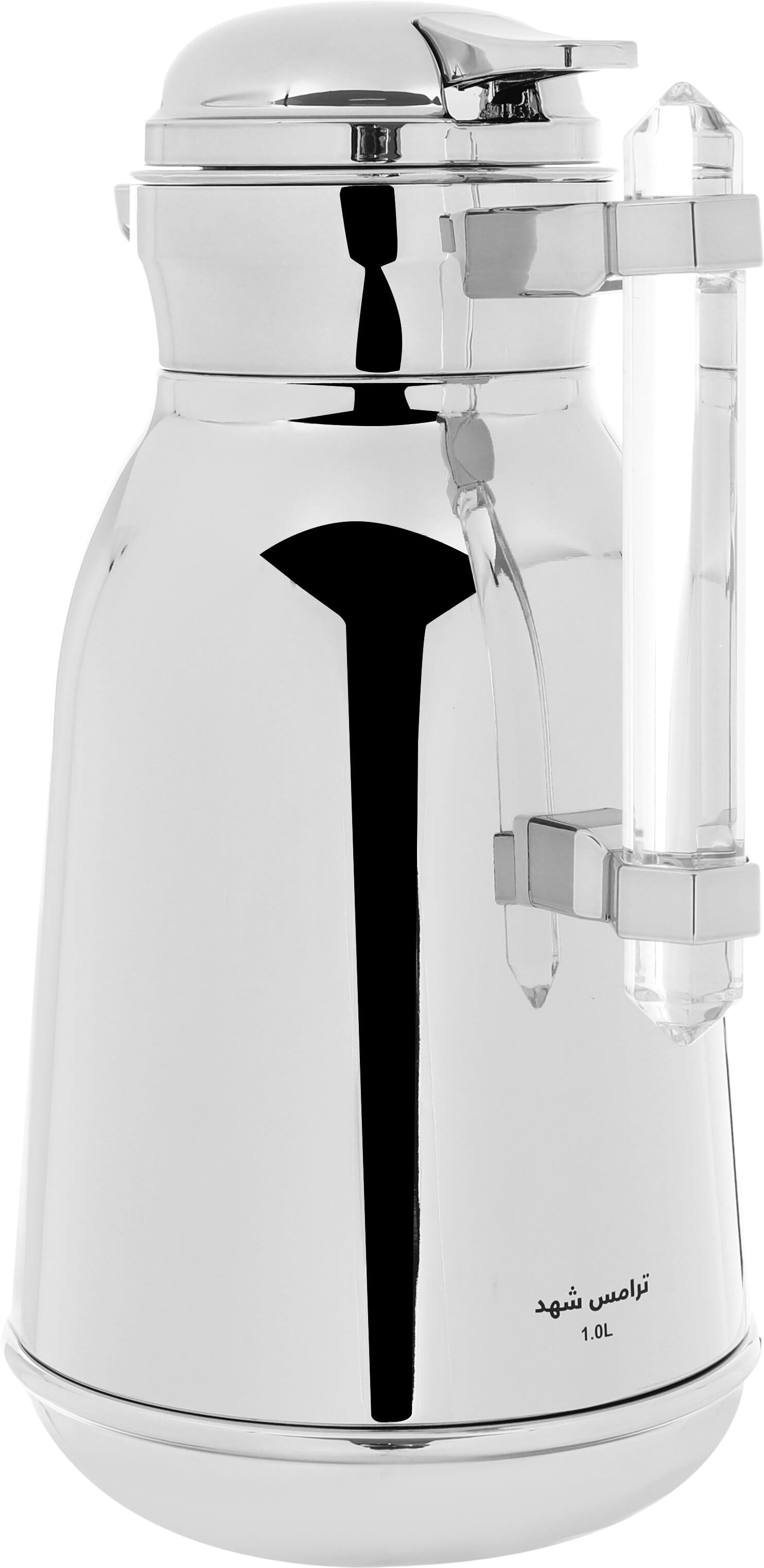 Al Saif Gallery Shahad thermos set, 1/1 liter, with transparent handle, two pieces, thermal glass inner container, steel outer shell - silver product image 9
