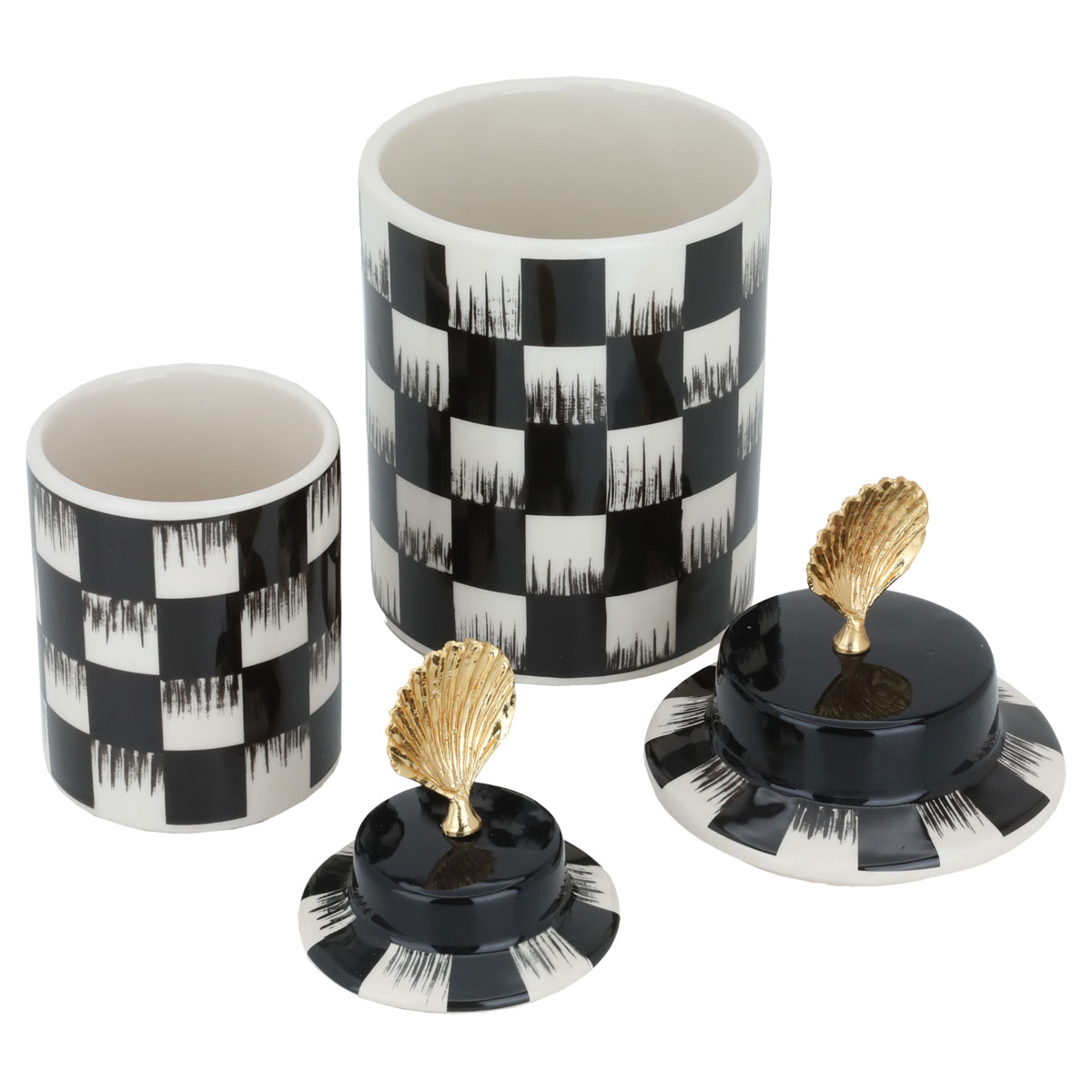 Alif Gallery Porcelain Vase Set, 2 Pieces, 20/25 cm - White Black product image 2