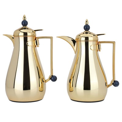 طقم ترامس زجاج حراري مع طوفرية السيف غاليري، 0.75 / 1 لتر، 3 قطع - ذهبي فضي product image 2