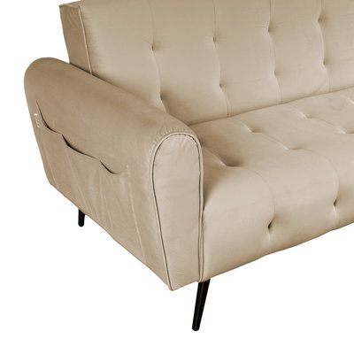 كنبة سرير مونتيلا خشب سويدي باك كومفورت، 190x70x90 سم، قماش مخمل - بني فاتح product image 4