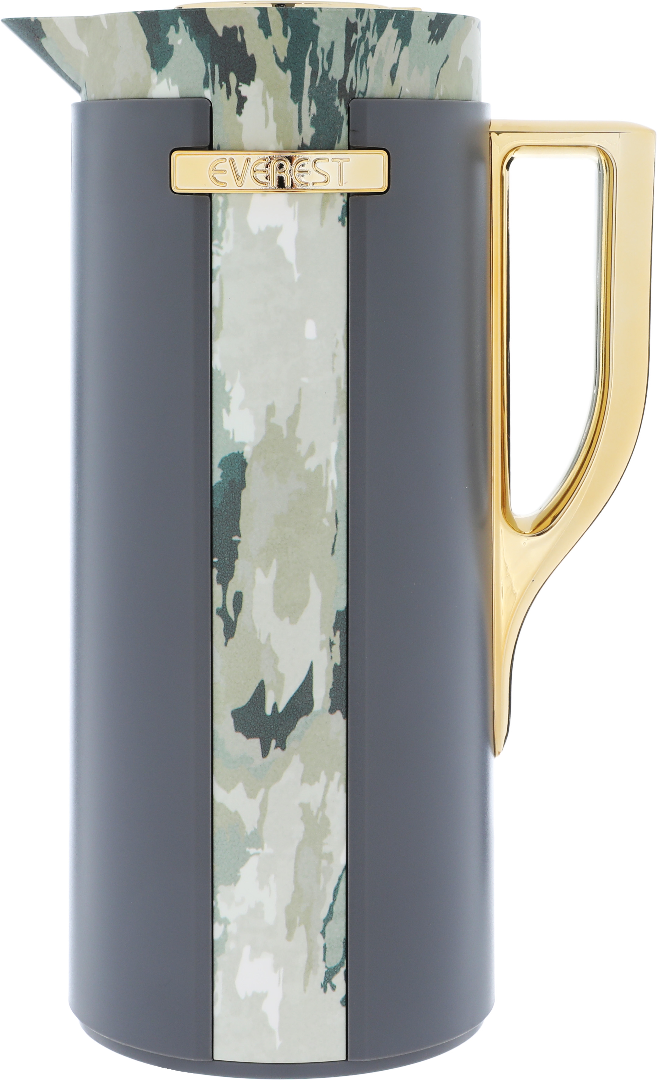 Everest Widad Thermos, 1 liter, wooded pattern, thermal glass inner shell, plastic outer shell - dark gray product image