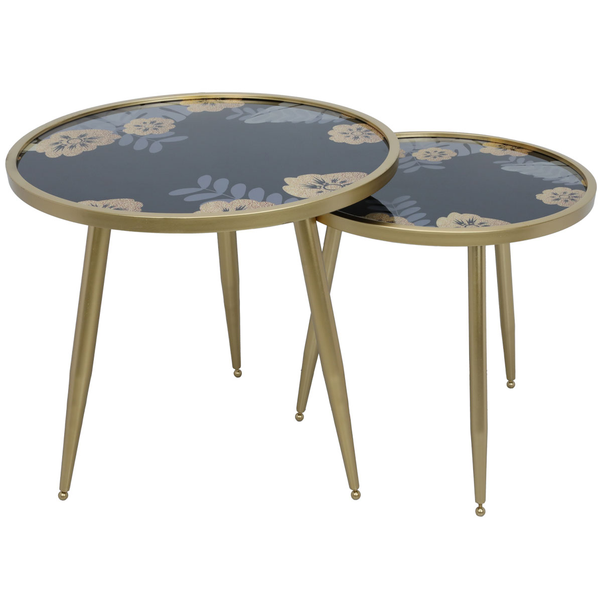 طاولات استيل السيف غاليري، قطعتين، سطح أسود - ذهبي product image 1
