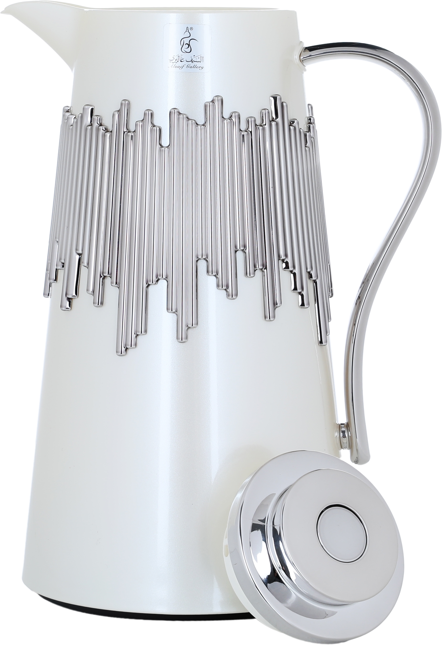 Al Saif Gallery Ibtihal thermos set, two pieces, 1 liter, thermal glass inner shell, steel outer shell - pearl product image 4