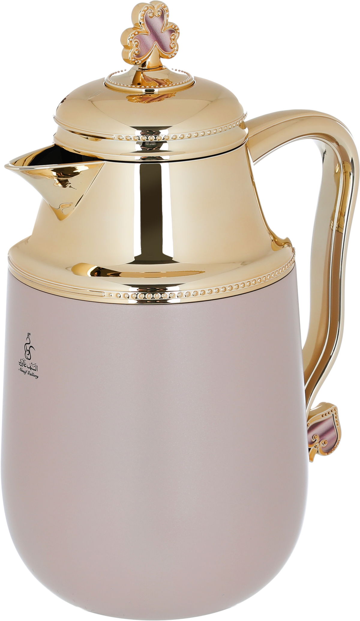 Al Saif Gallery Fatima thermos set, 1/0.7 litre, gilded, two pieces, thermal glass inner case, steel outer shell - brown product image 3