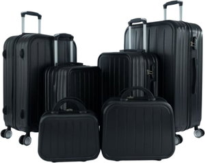 طقم شنط سفر ABS ليمرا، 6 مقاسات، 4 عجلات، زاويه 360 درجة، LMA-1414 - أسود product image