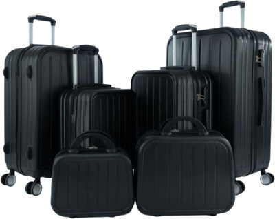 طقم شنط سفر ABS ليمرا، 6 مقاسات، 4 عجلات، زاويه 360 درجة، LMA-1414 - أسود product image 1