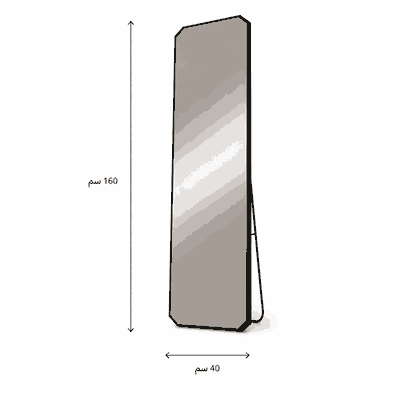 مراية ستاند زجاج، 160×40 سم، ستاند معدن - اسود product image 3